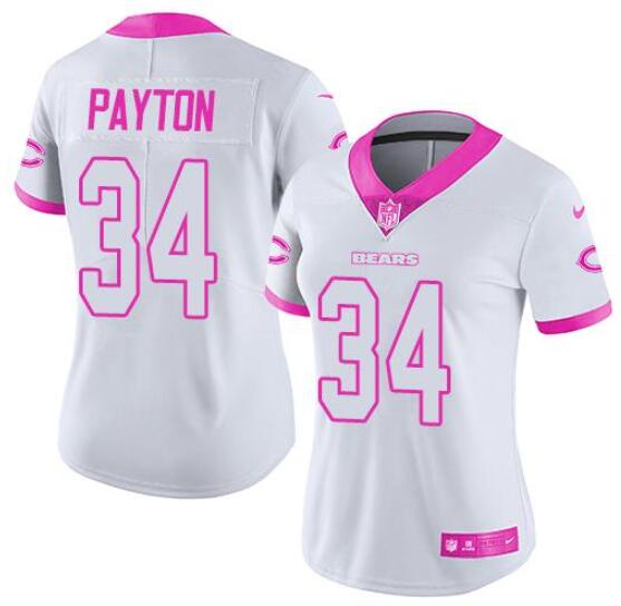 Women's Chicago Bears Customized White/Pink Rush Fashion Stitched Jersey(Run Small)